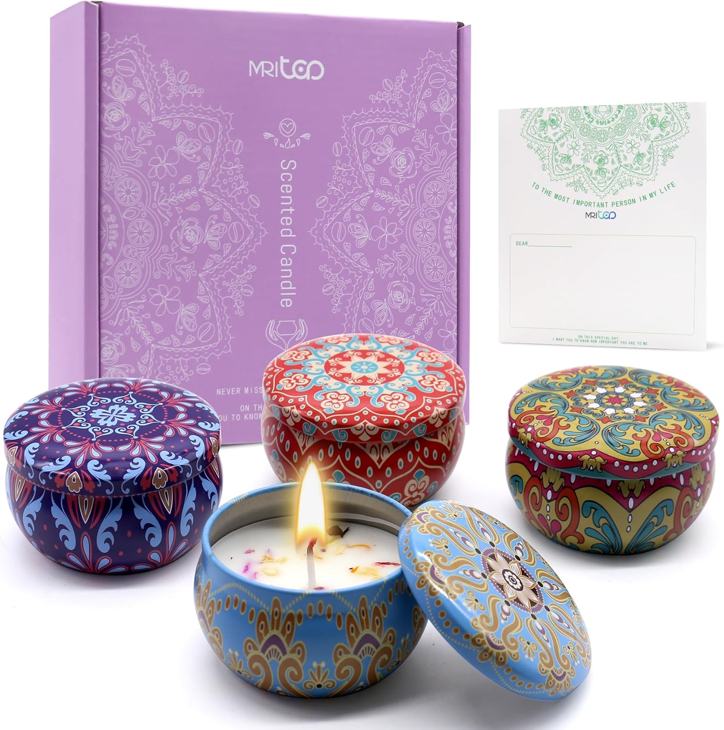 Soy Wax Blue Scented Candle — Purple