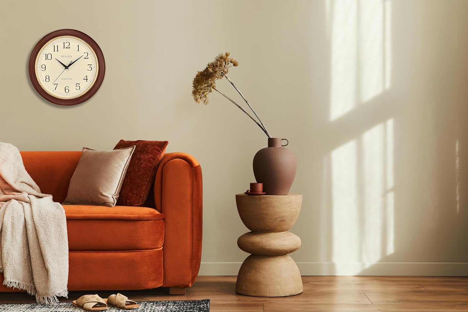 Battery Operated Mid-Century Wood Wall Clock — 12.4" - View 5