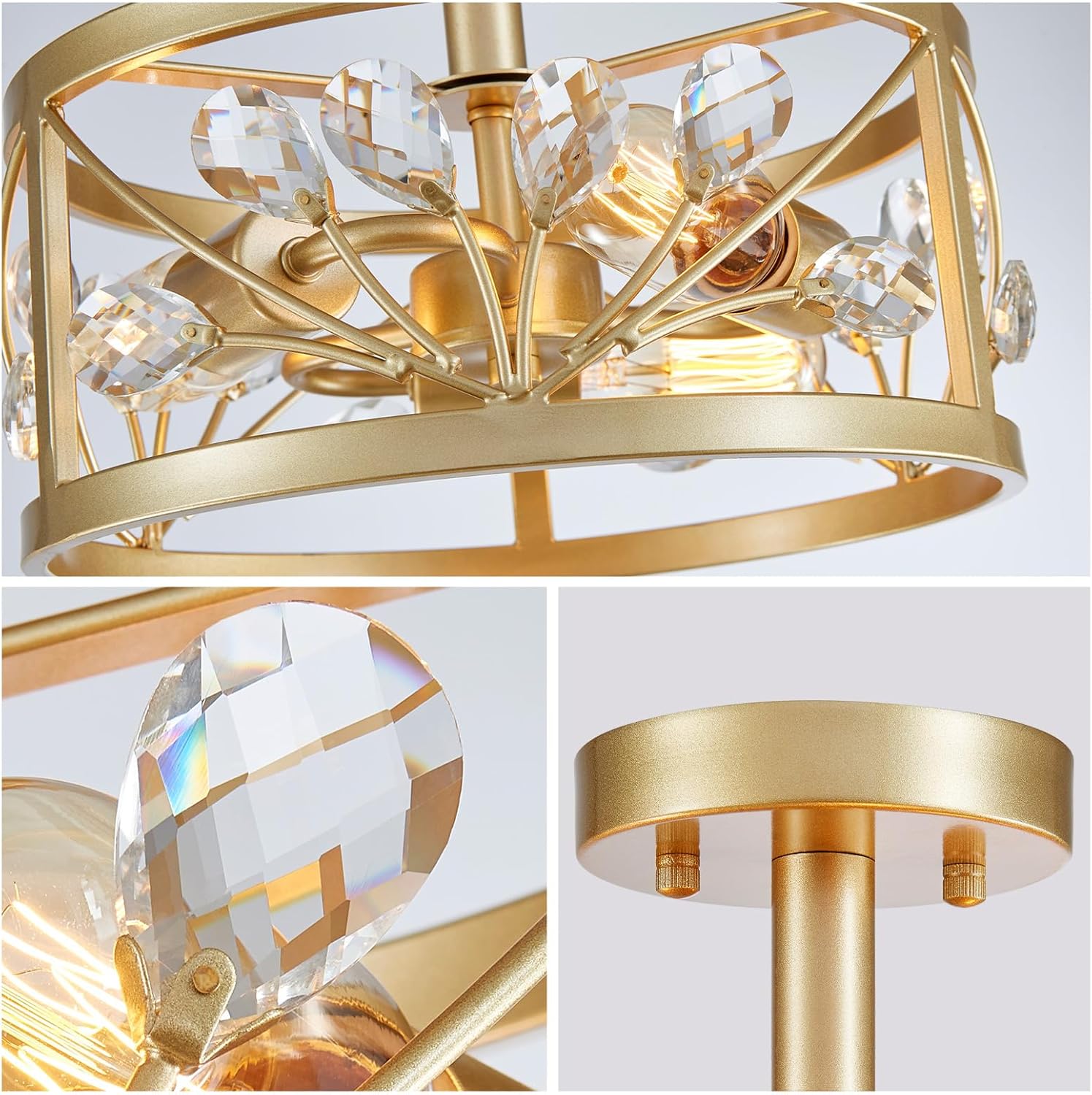 Vintage Farmhouse Black Chandelier — 3-Light - View 5