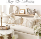 Lumbar Boho Beige Throw Pillow Cover — 36" - View 7