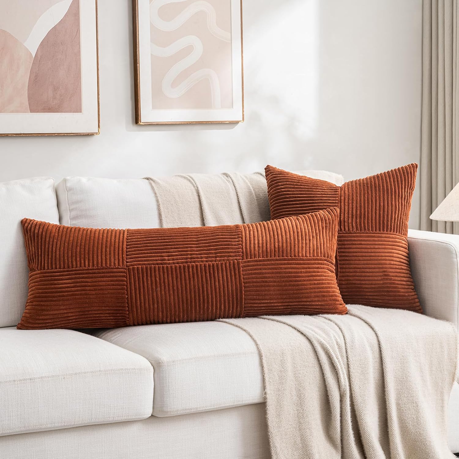 Boho Beige Throw Pillow Cover — 18" - View 7