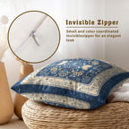 Boho Blue Throw Pillow Cover — 18" - View 4