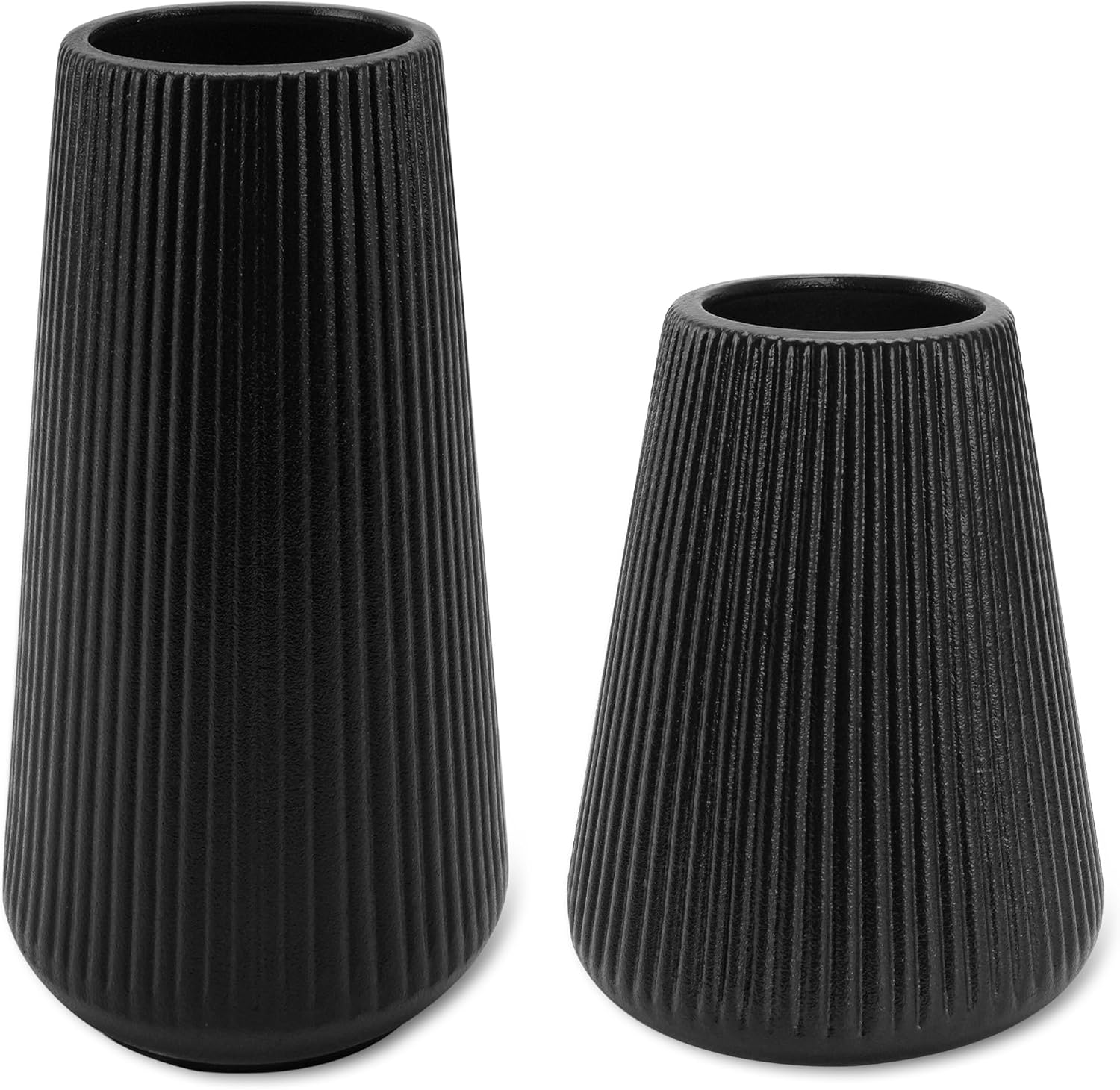 Farmhouse Beige Flower Vase — Small Black - 2pcs