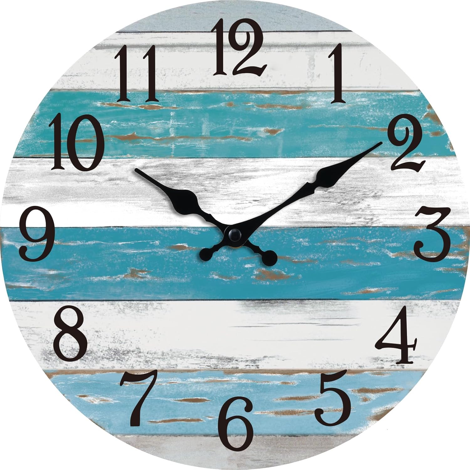 Battery Operated Farmhouse Blue Wall Clock — 14" — Radiant Blue