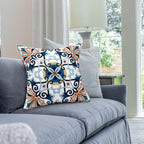 Embroidered Boho Blue Throw Pillow Cover — 18" - View 6