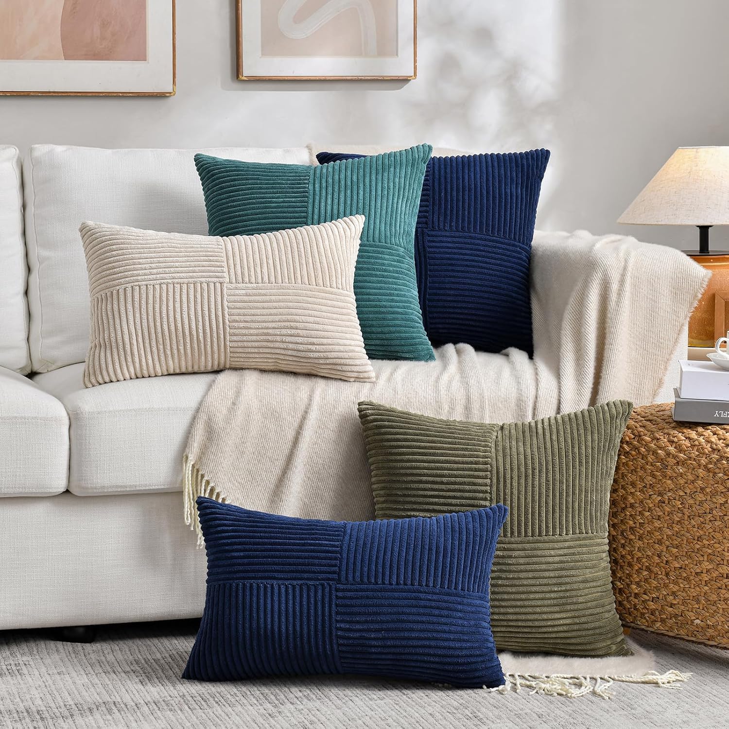Boho Beige Throw Pillow Cover — 18" - View 8