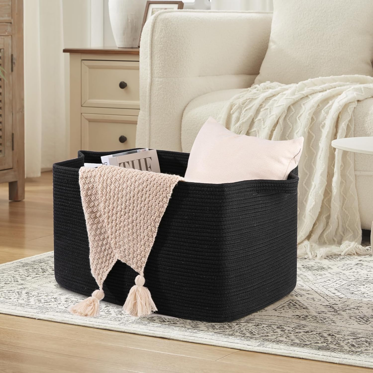 Boho Black Throw Pillow — 24" - View 3