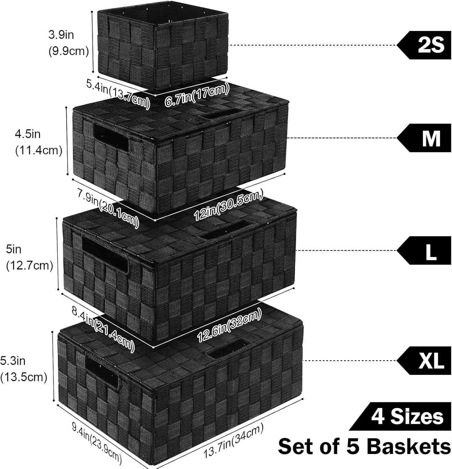 Boho Black Woven Basket - View 2