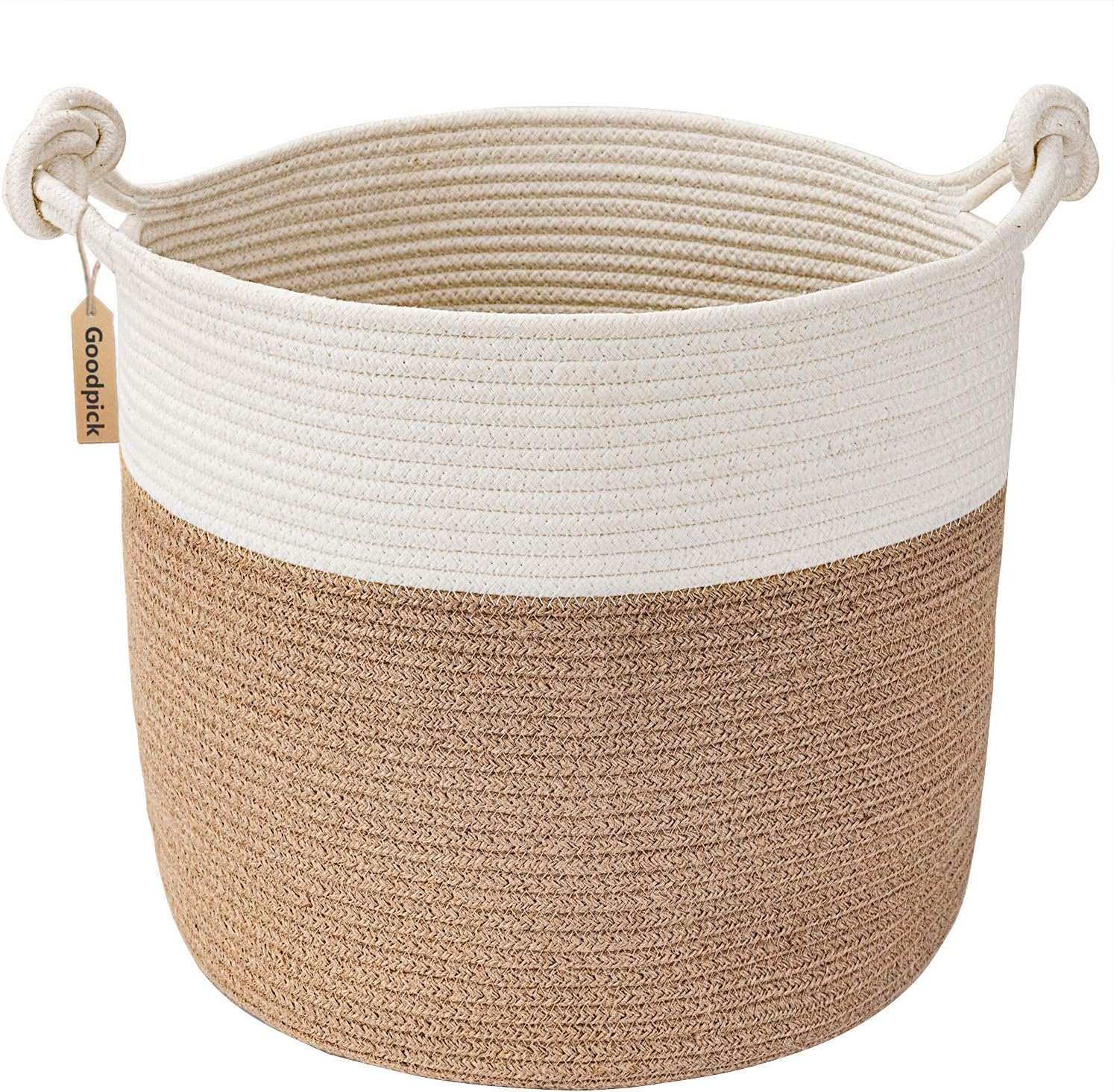 Boho Blue Throw Pillow — 2" — White Jute