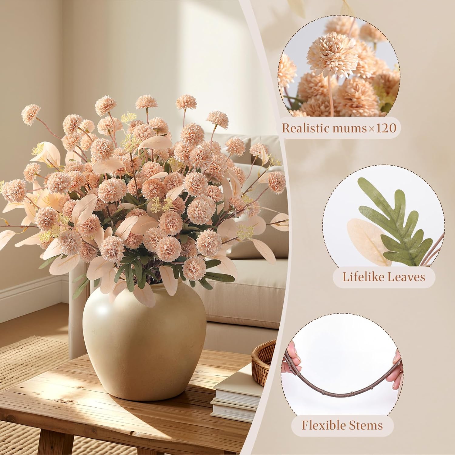 Beige Artificial Flowers - View 2