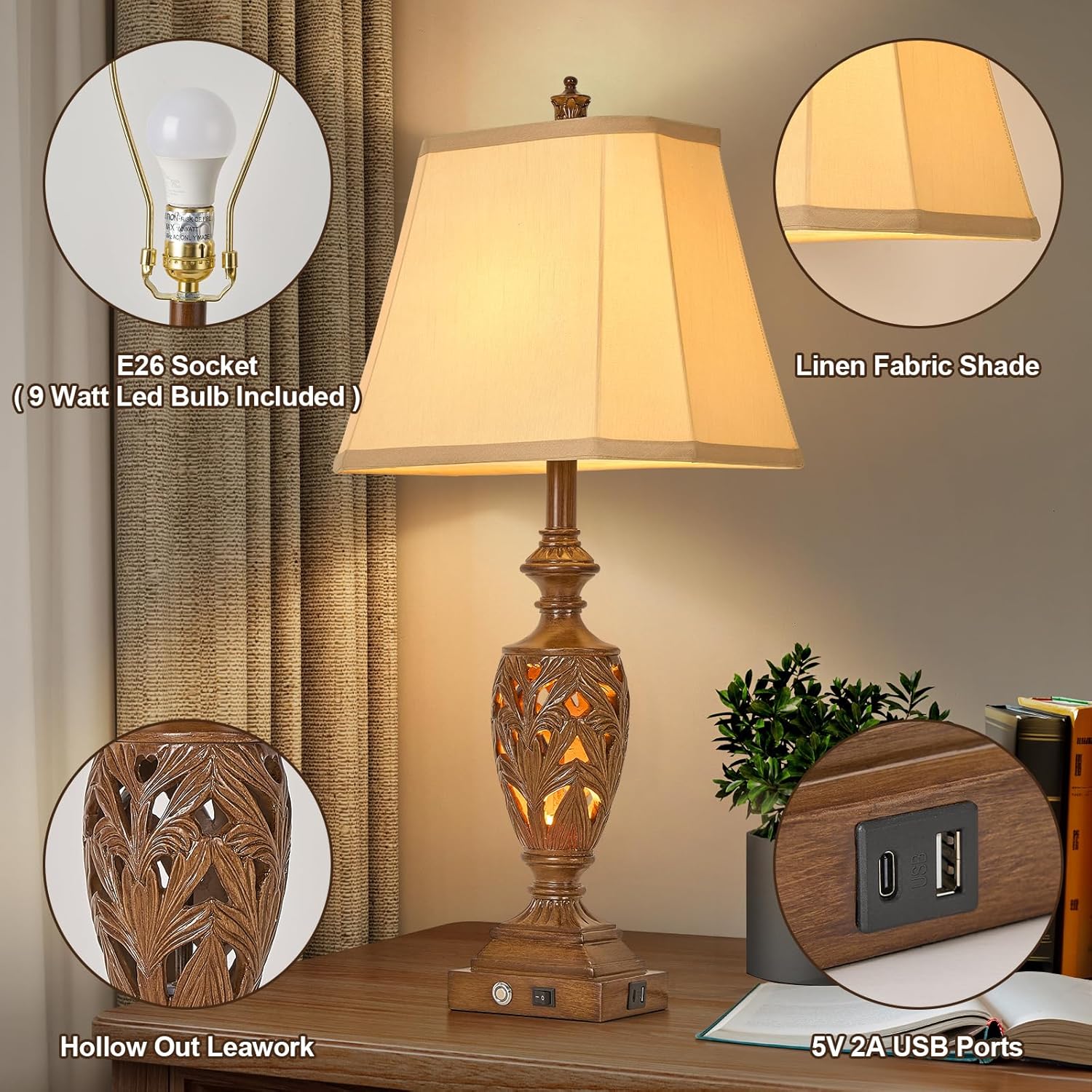 Dimmable Beige Desk Lamp — 29.5" - View 2