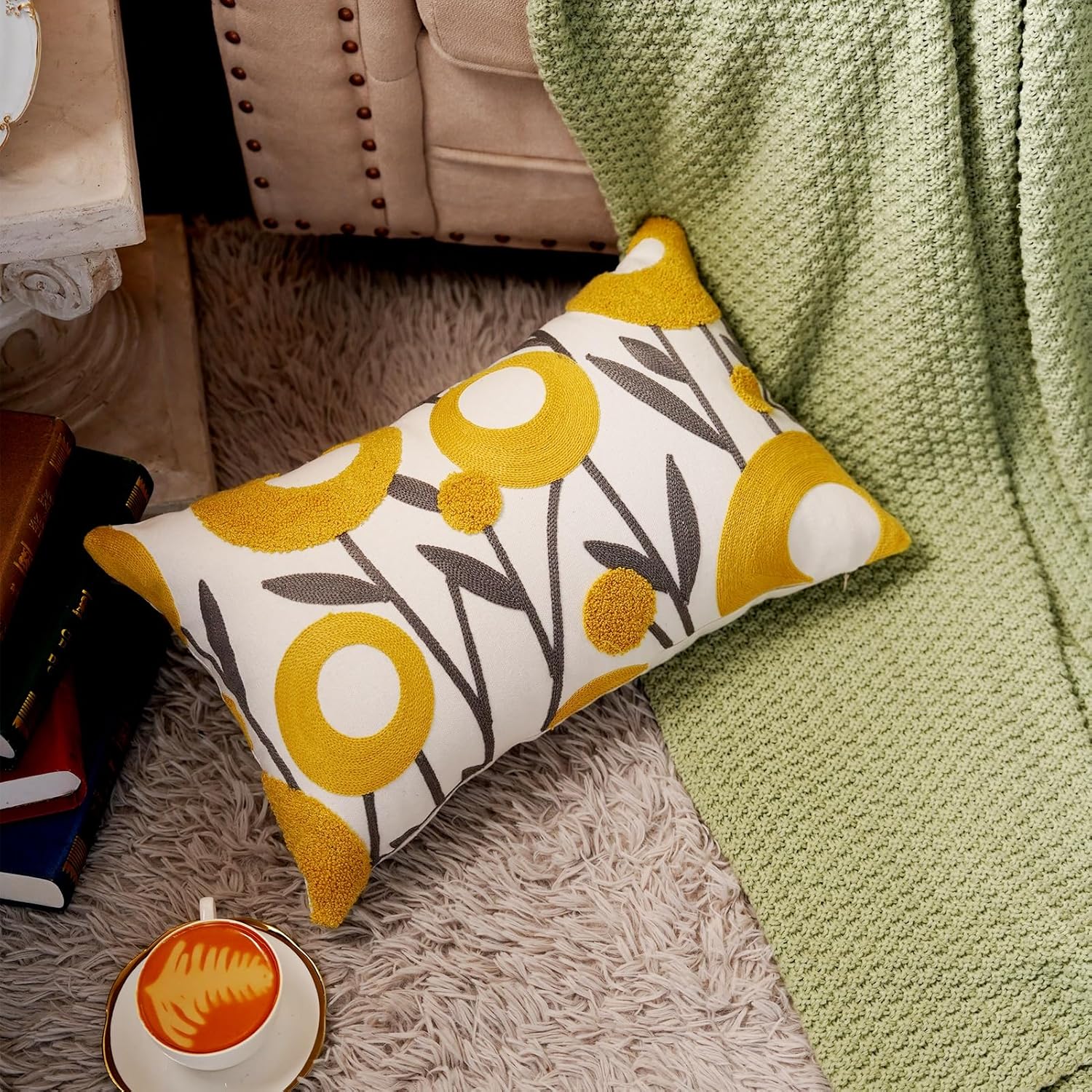 Rectangular Boho Yellow Pillow Cover — 20" — Yellow 02
