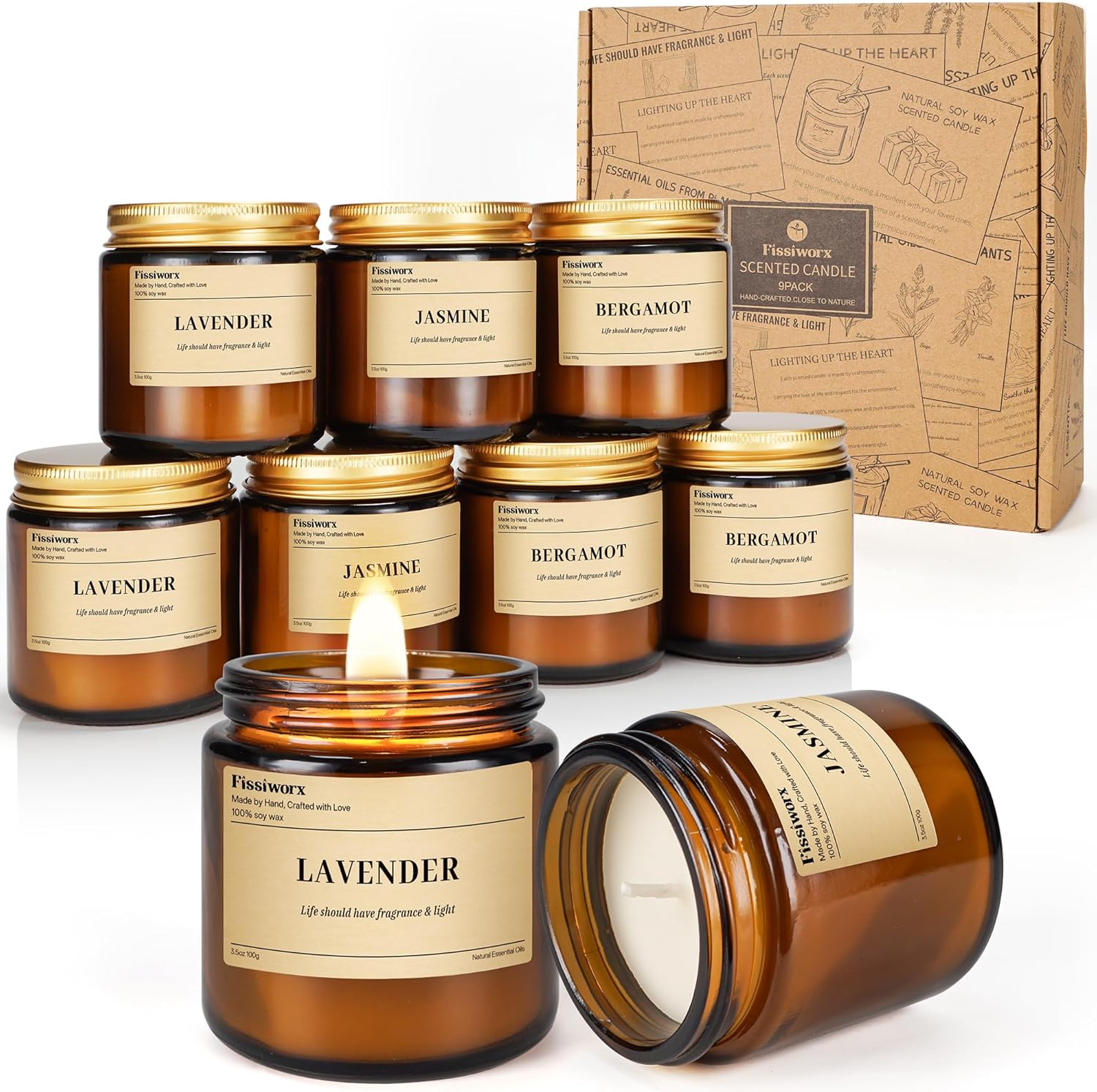 Soy Green Scented Candle — Lavender/Jasmine/Bergamot
