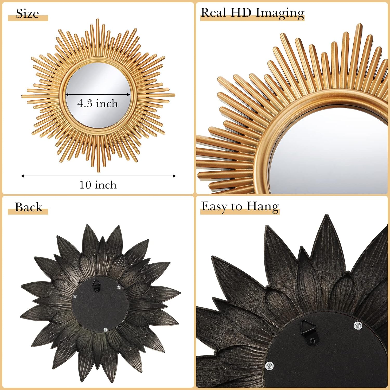 Round Luxe Metal Wall Mirror — 10" - View 2