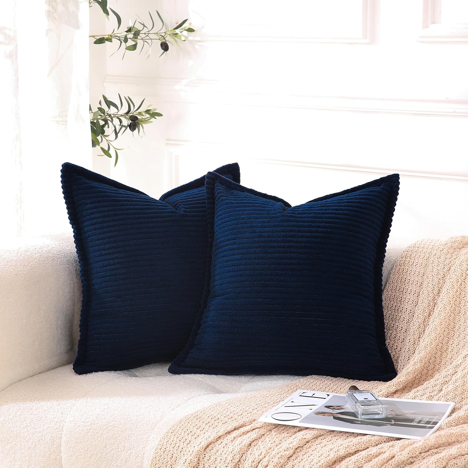 Boho Beige Throw Pillow Cover — 18" — 16" x 16" (Pack of 2)