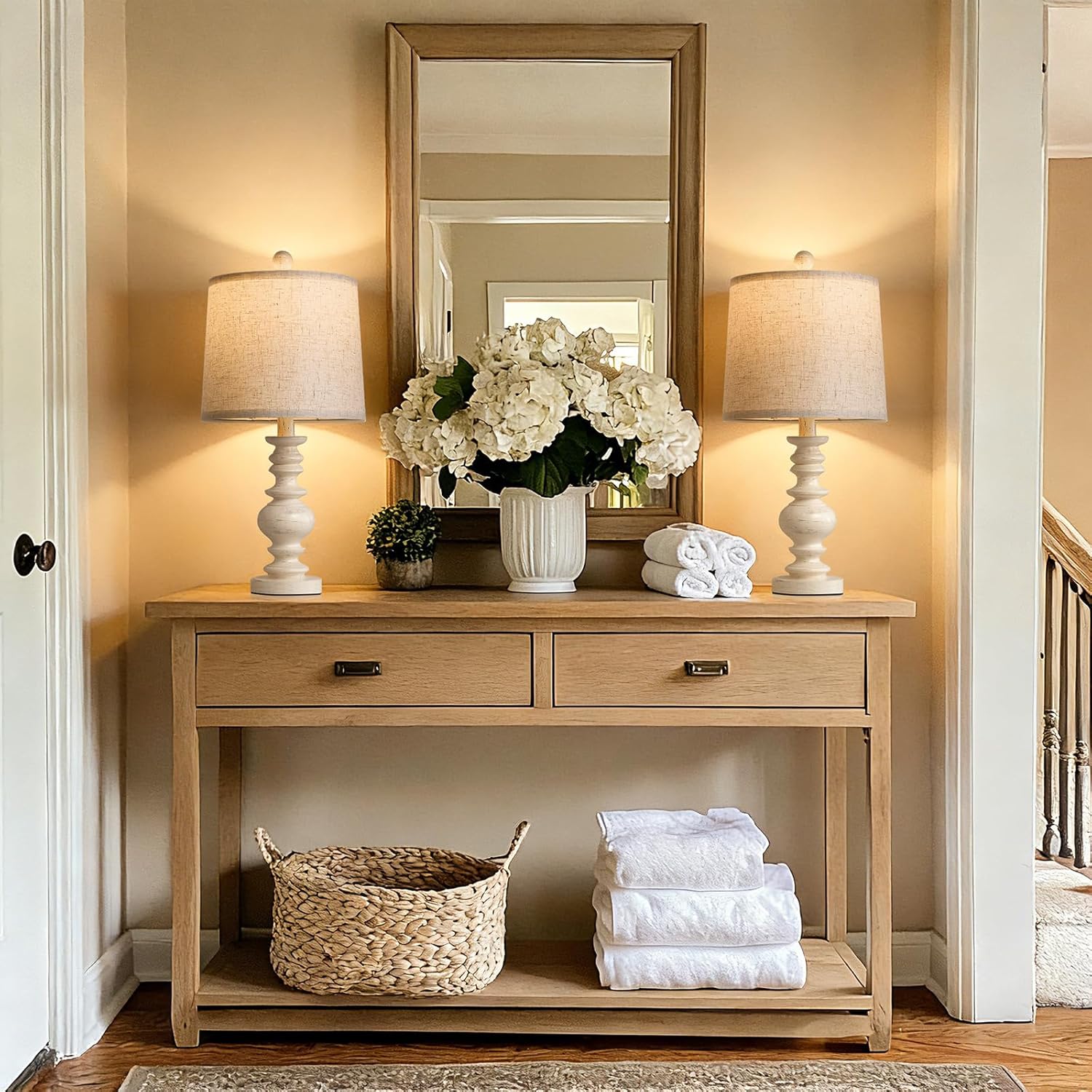 Linen Farmhouse Black Desk Lamp — 20.5" - View 3