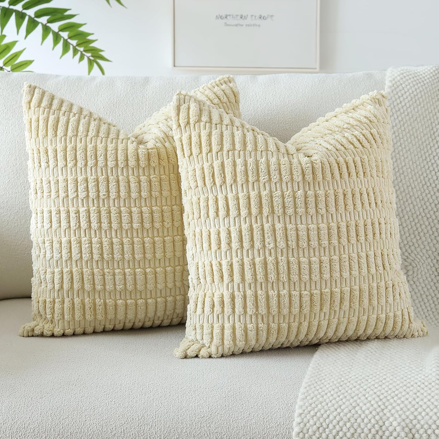 Lumbar Boho Beige Throw Pillow Cover — 24" — Tan