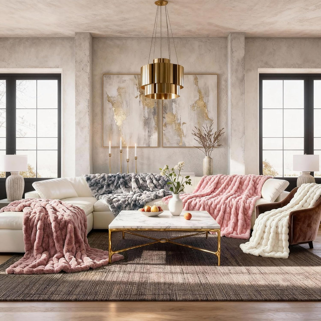 Luxe Beige Throw Pillow — 50x60 - View 3