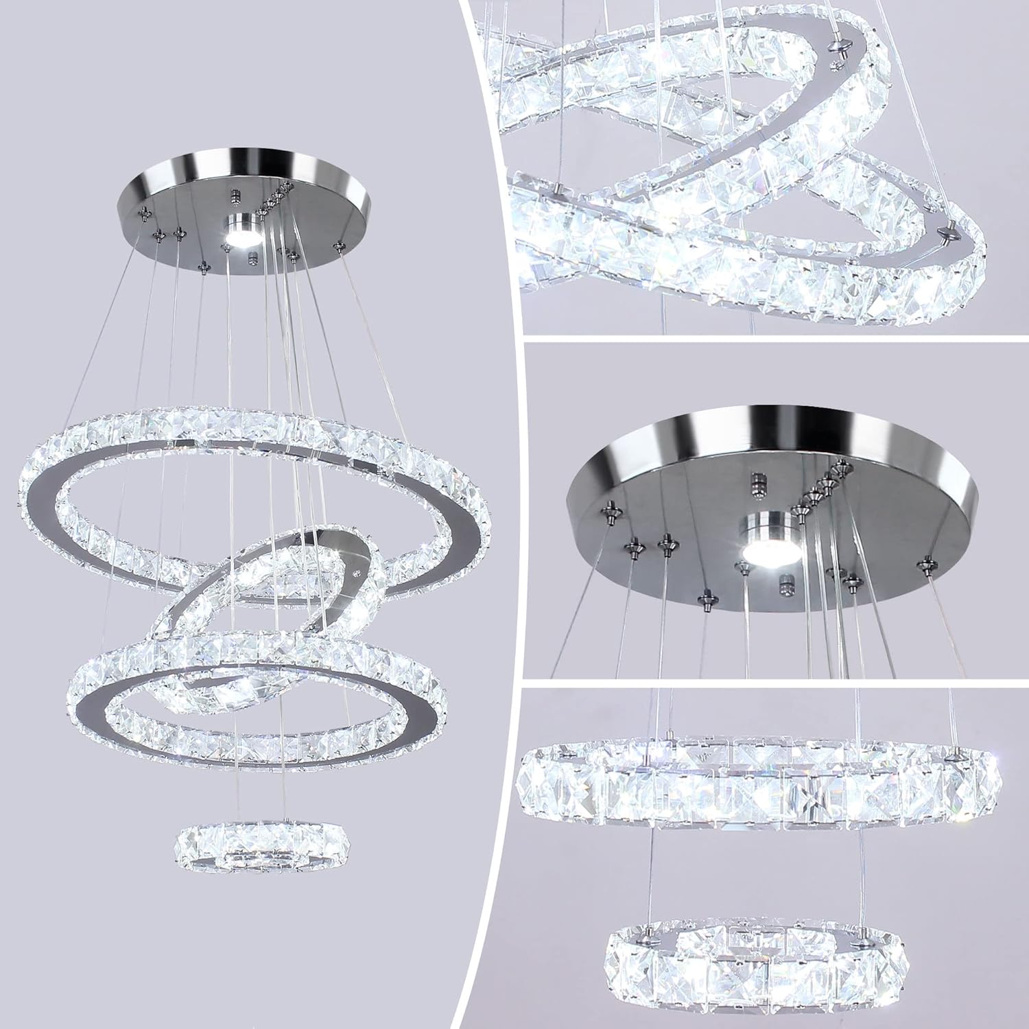 Adjustable Luxe White Chandelier - View 7