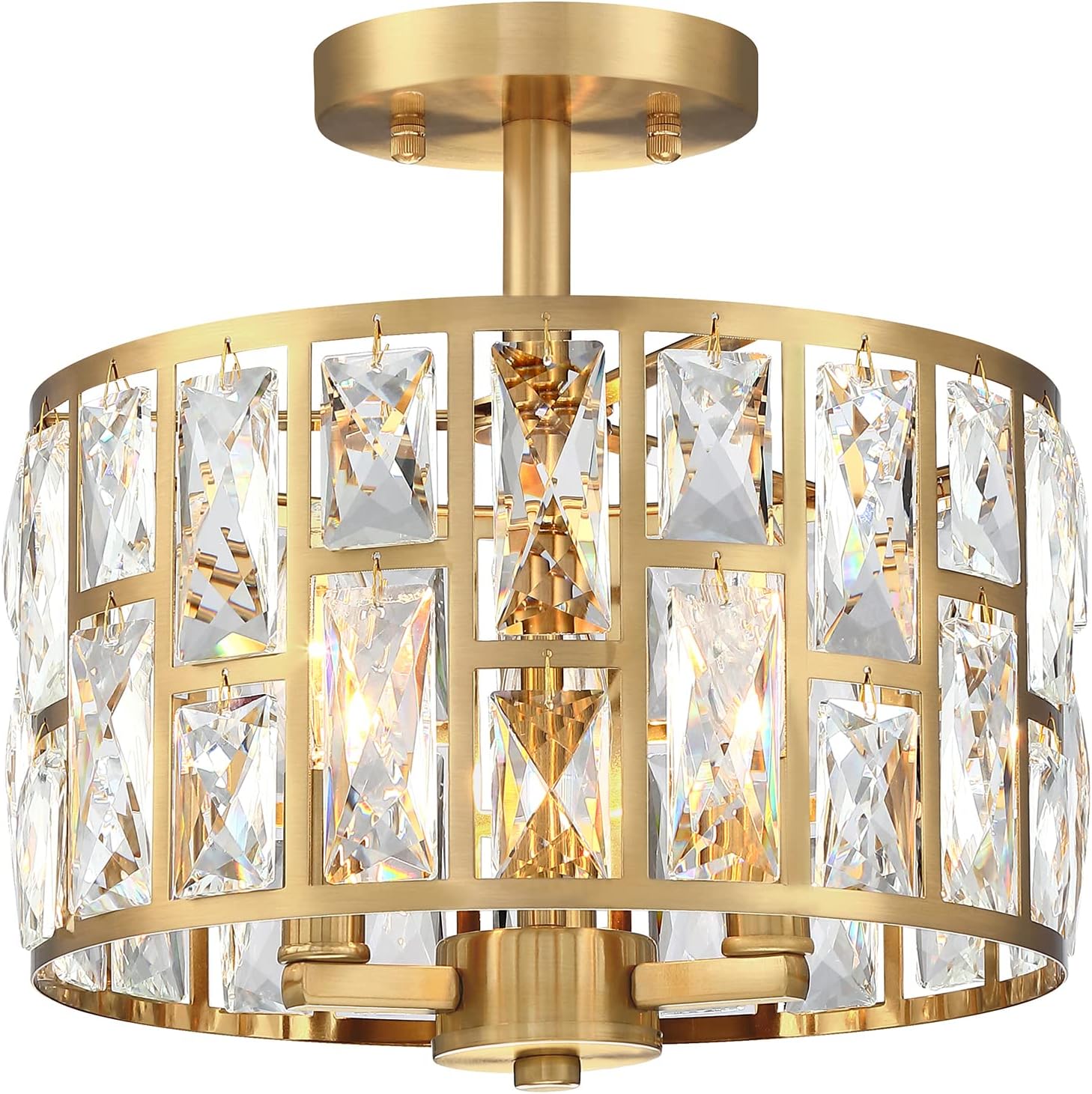 Luxe Black Chandelier — Gold-3-light