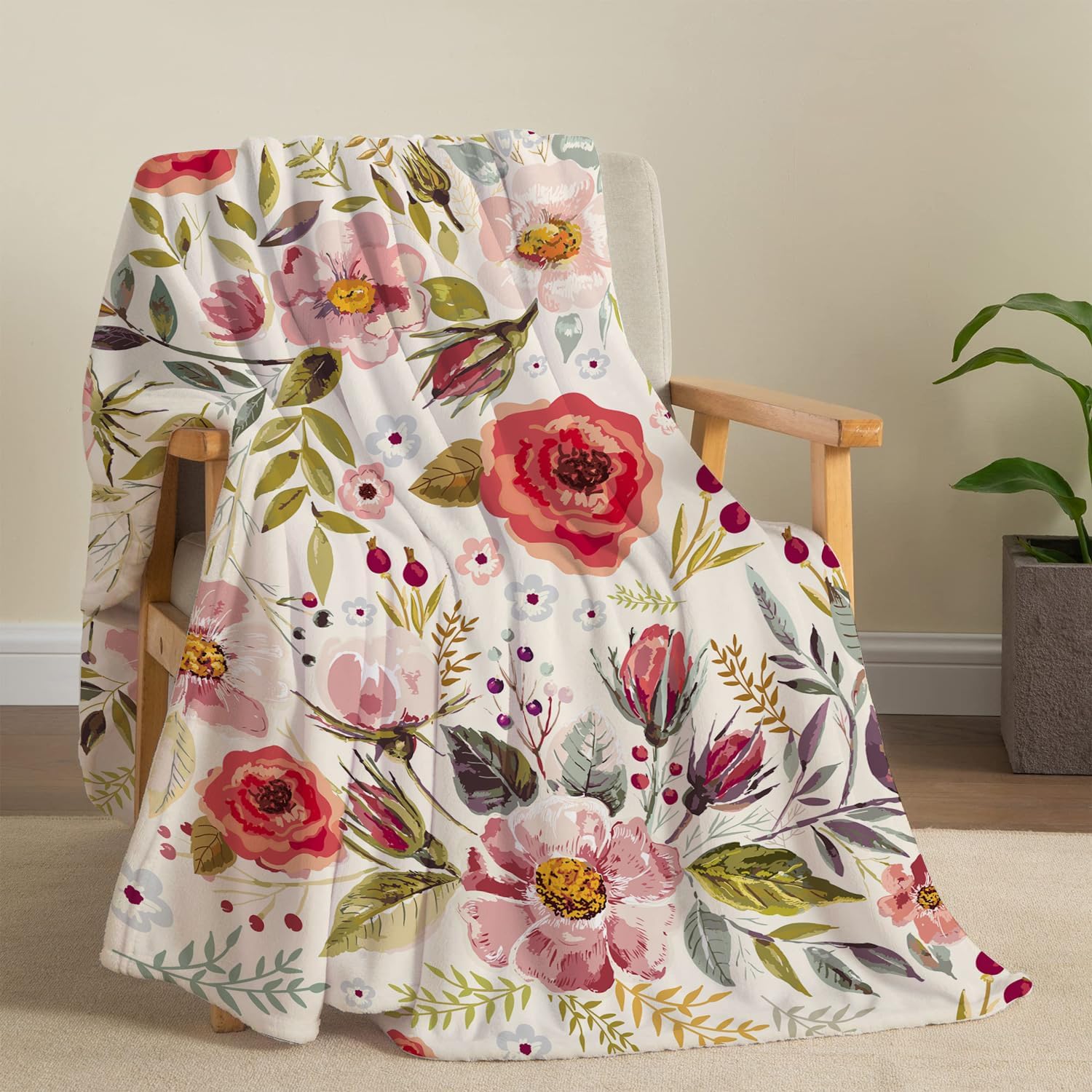 Black Throw Pillow — 50" — Vintage Flower