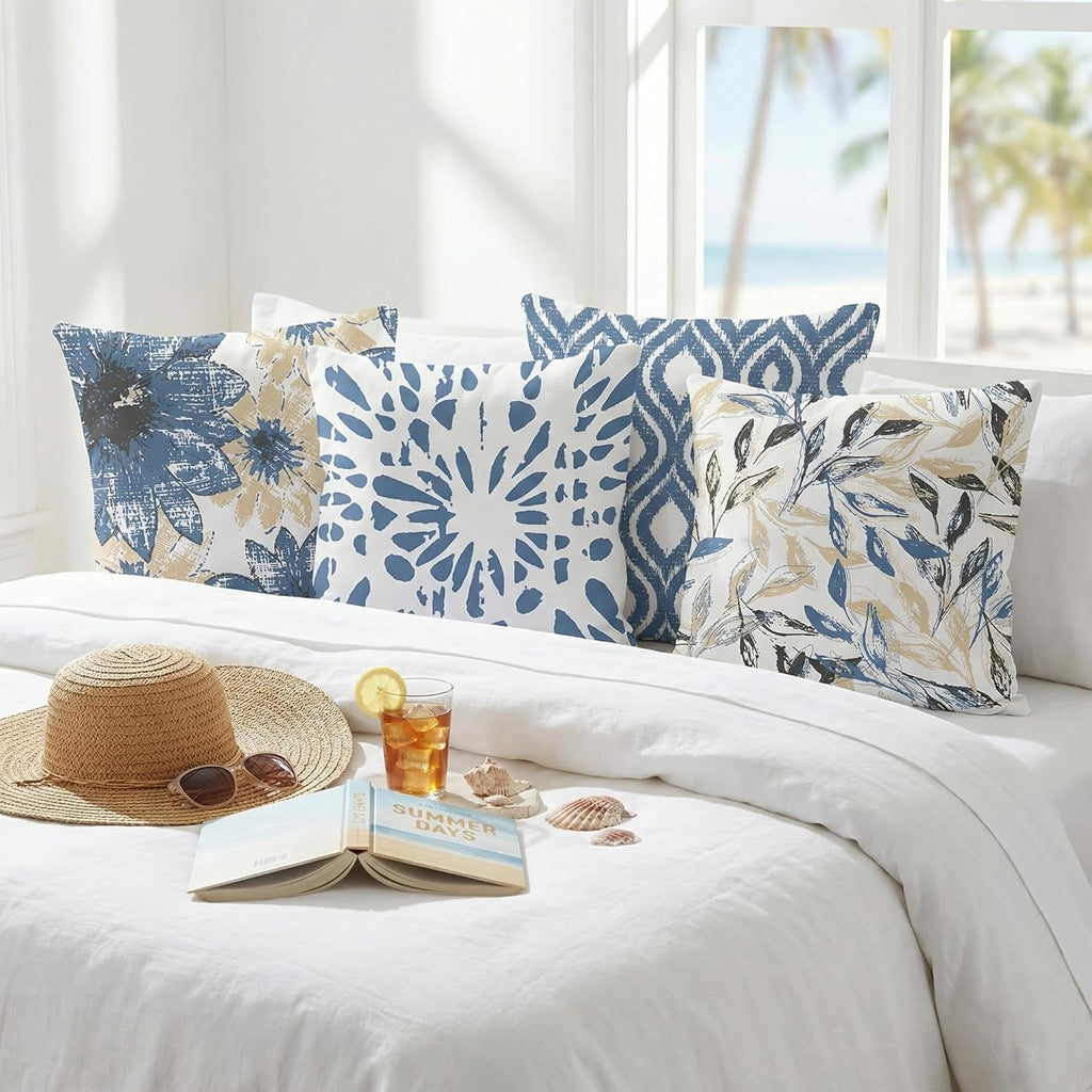 Boho Blue Throw Pillow Cover — 18" - View 5