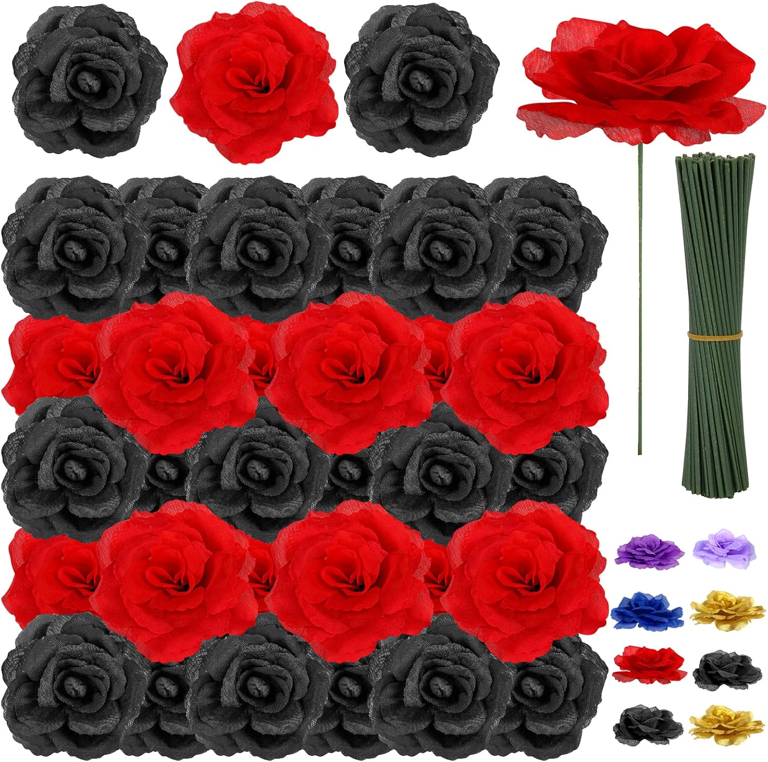 Black Artificial Flowers — Red-black