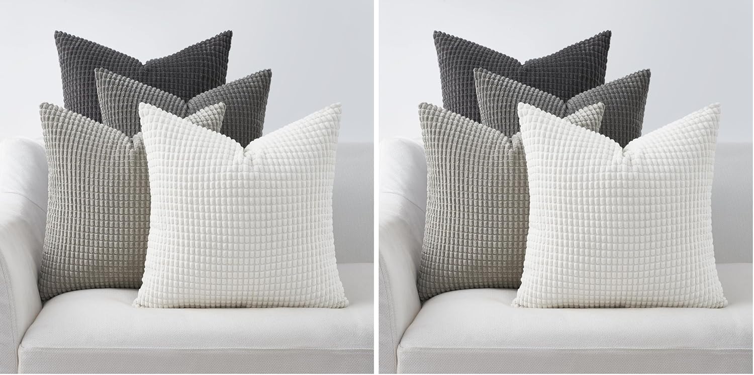 Boho Beige Throw Pillow Cover — 24" — Grey