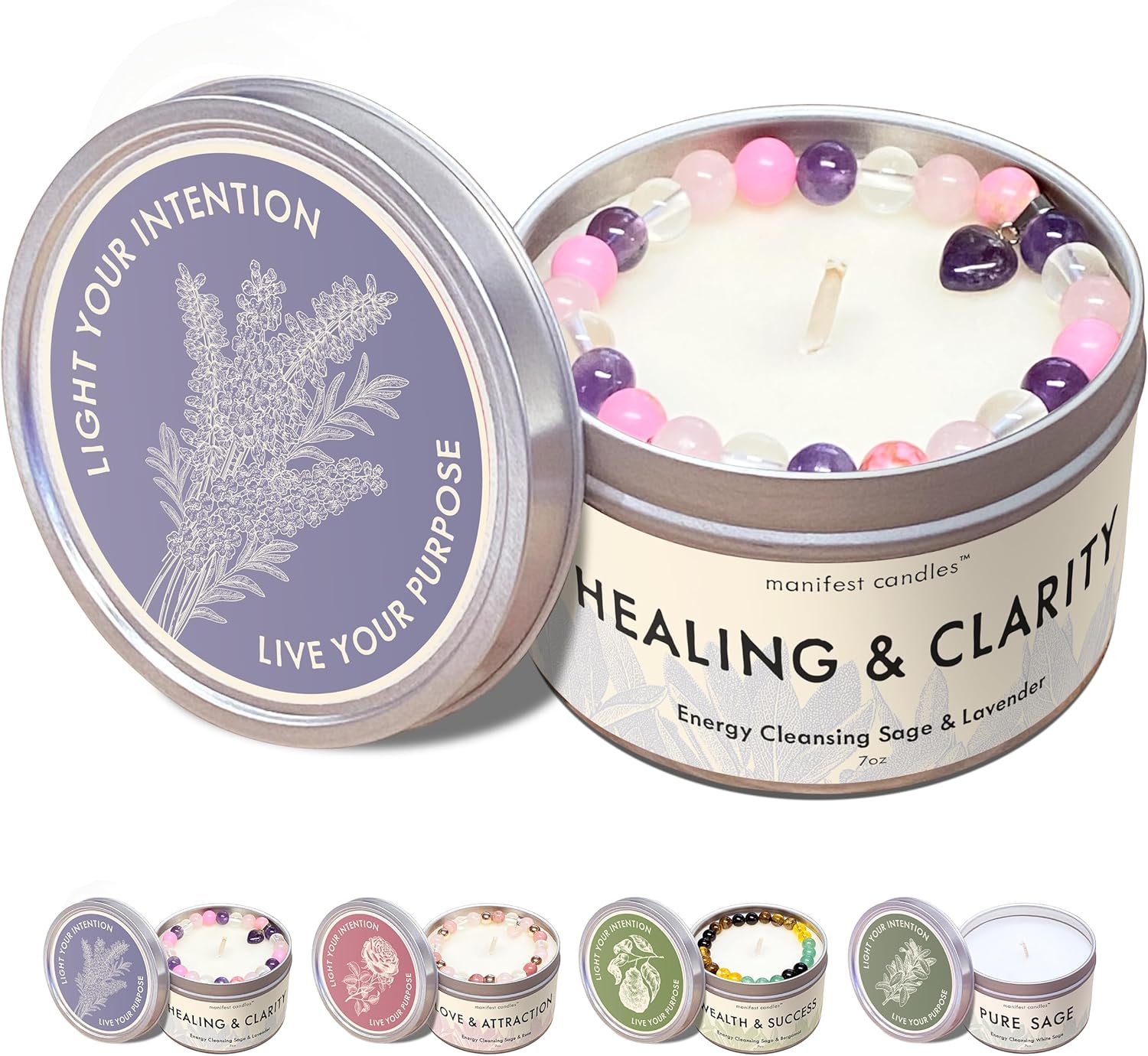 Soy Wax Green Candle Set — Clarity & Healing