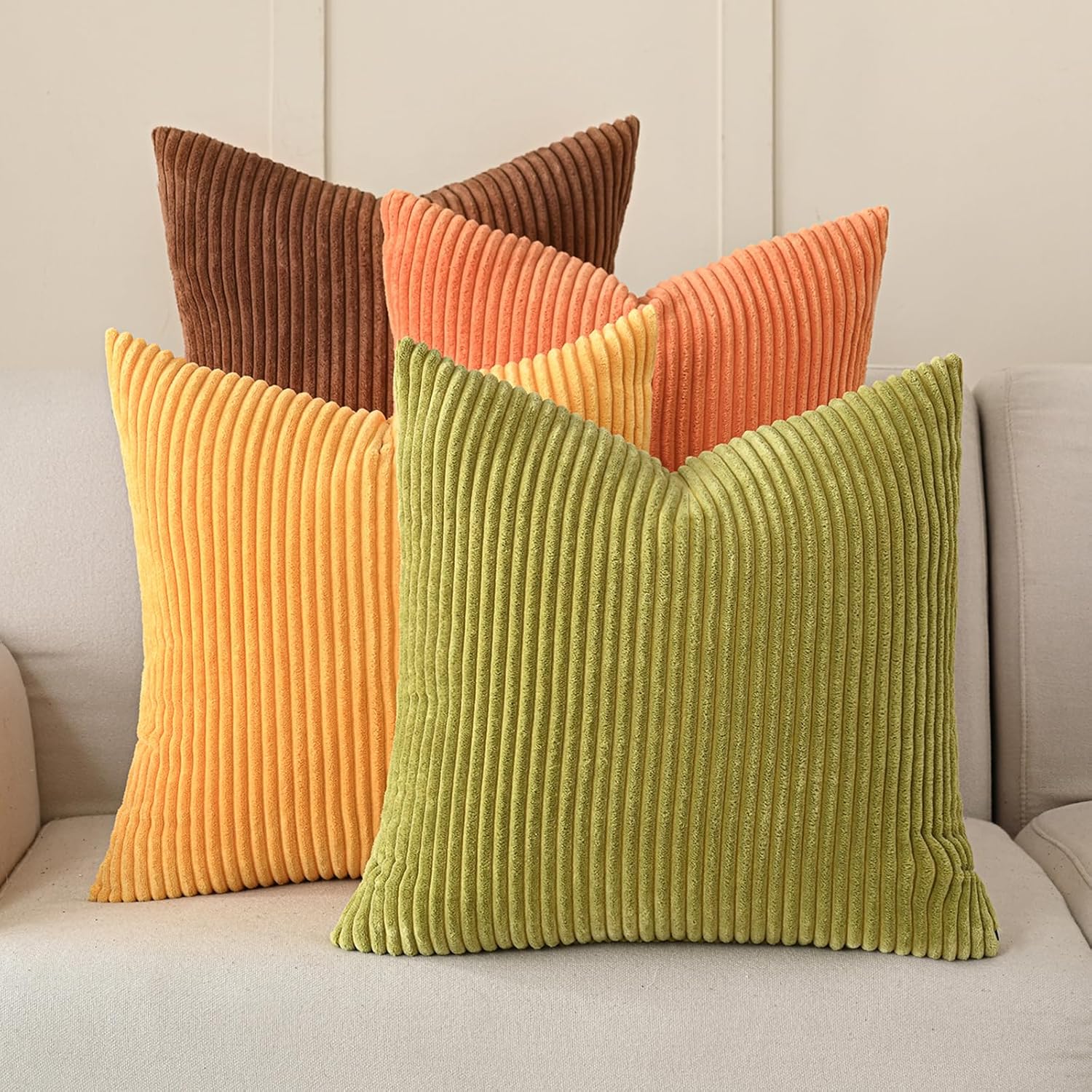 Boho Beige Throw Pillow Cover — 18" — Yellow Orange