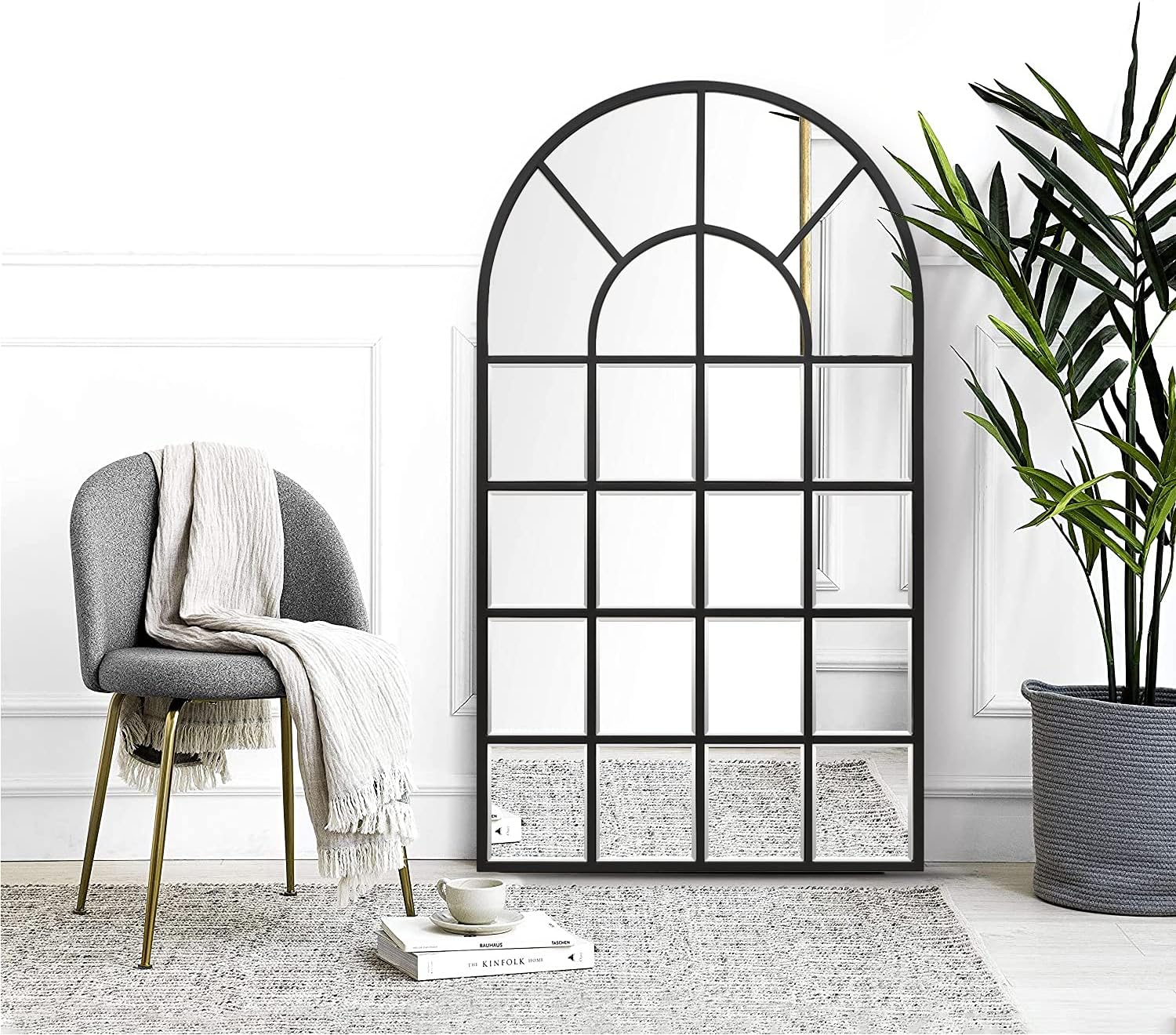Framed Black Wall Mirror — 36" — 50"L x 28.5"W