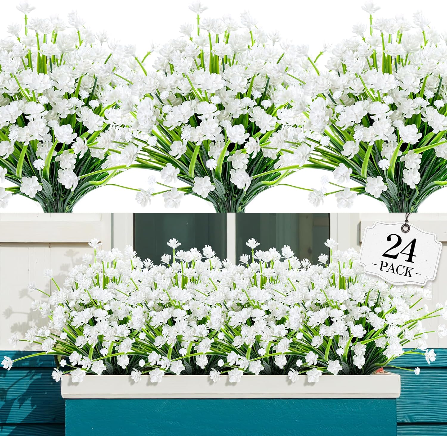 Farmhouse Black Faux Plant — White