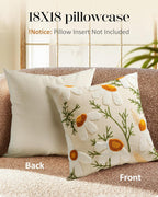 Embroidered Boho Beige Throw Pillow Cover — 18" - View 4