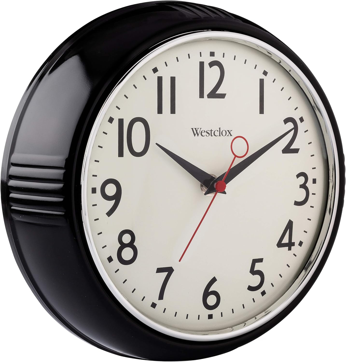 Vintage Mid-Century Black Wall Clock — 12" — Black
