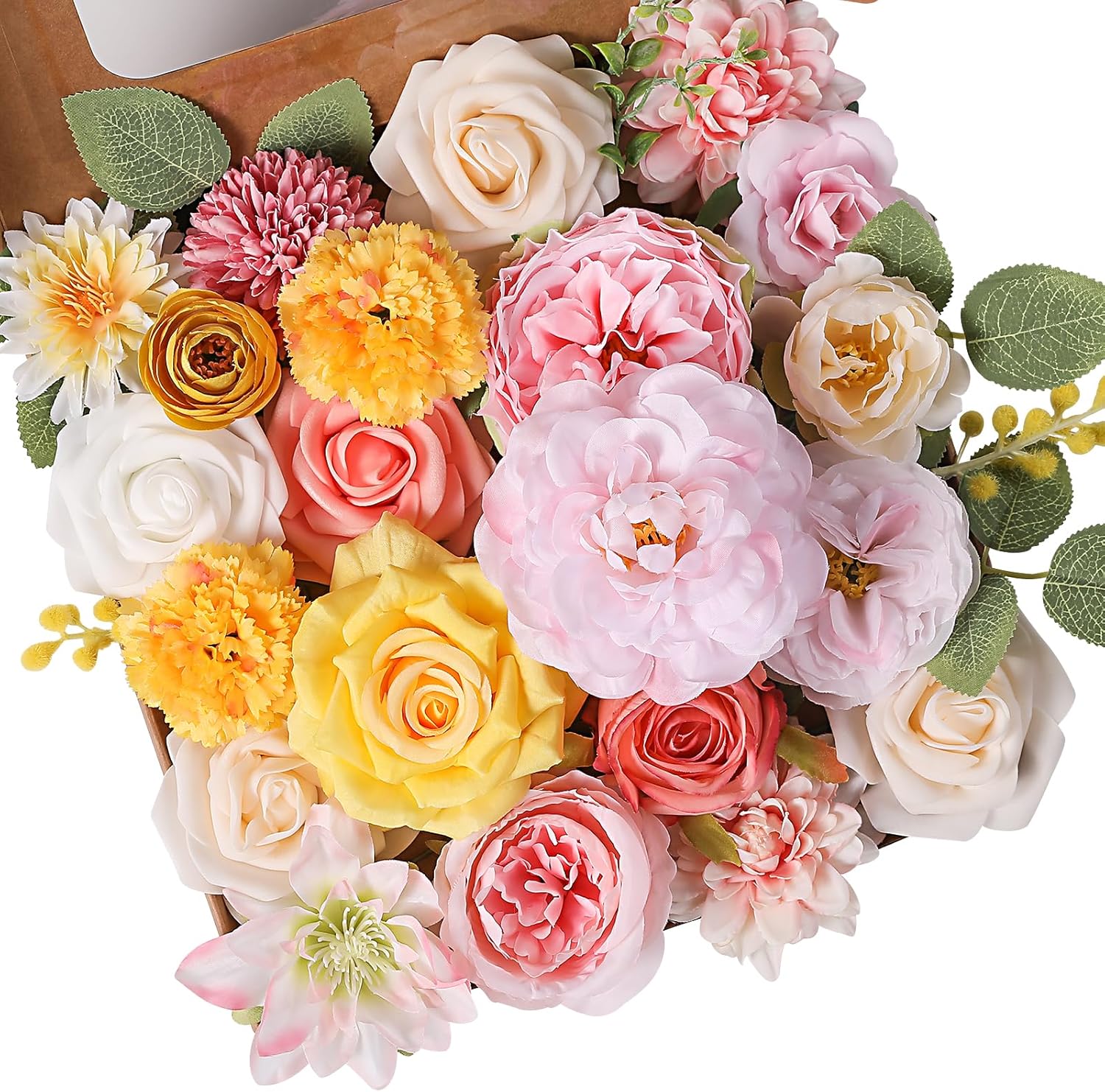 Blue Artificial Flowers — Pink Yellow