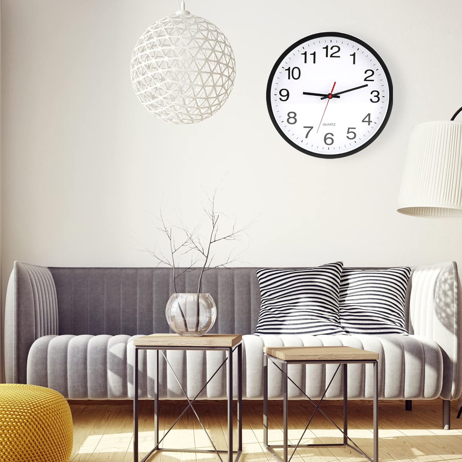 Battery Operated Modern Black Wall Clock — 12" - View 6