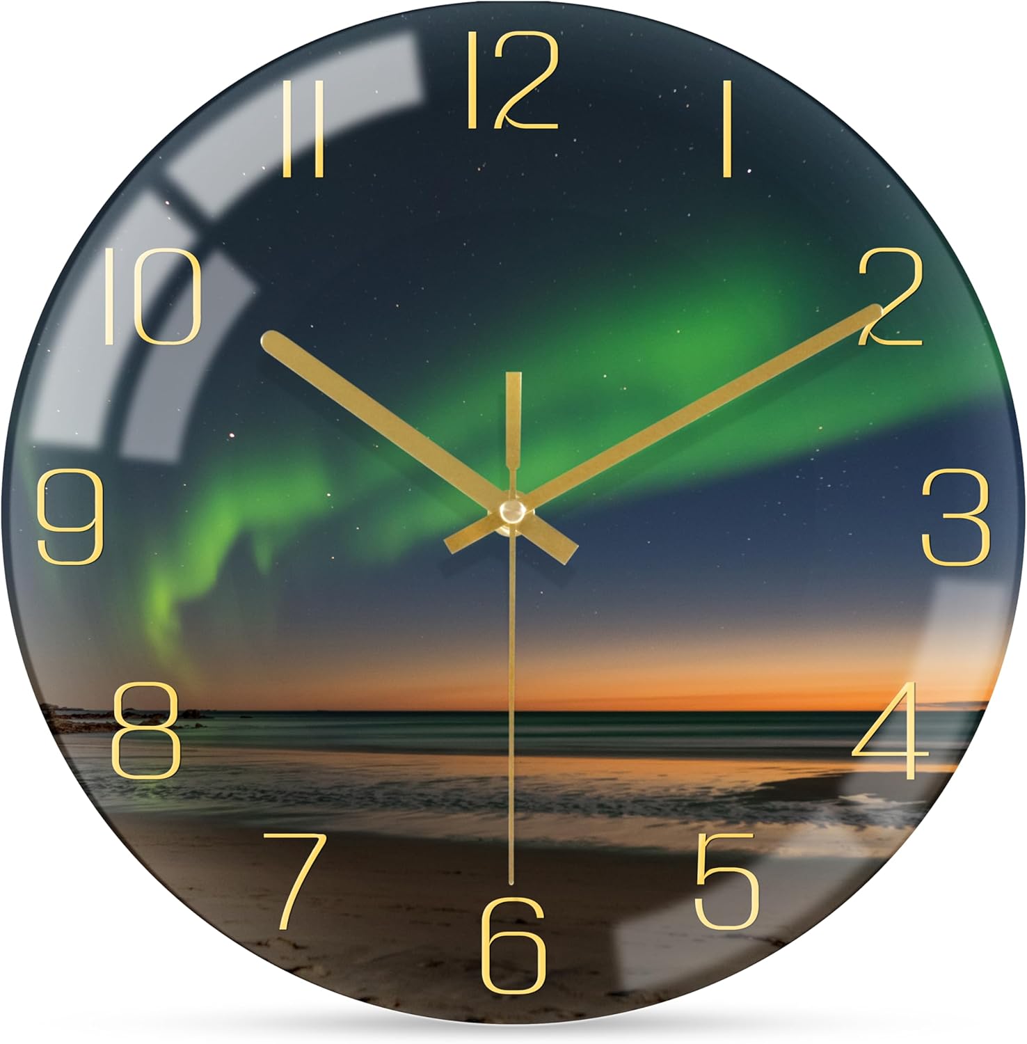 Battery Operated Black Wall Clock — 12" — Aurora Black