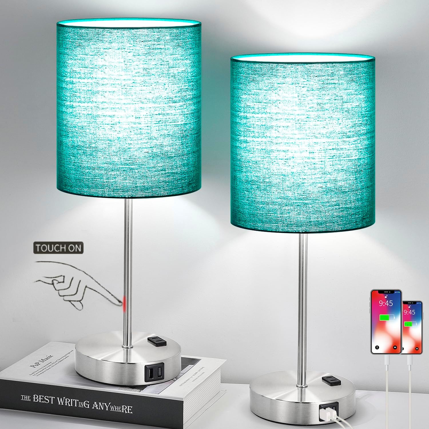 Dimmable Beige Smart Bulb — Set of 2 — (2 Pack)Green & Brushed Nickel(Base)-5000K Bulbs Included