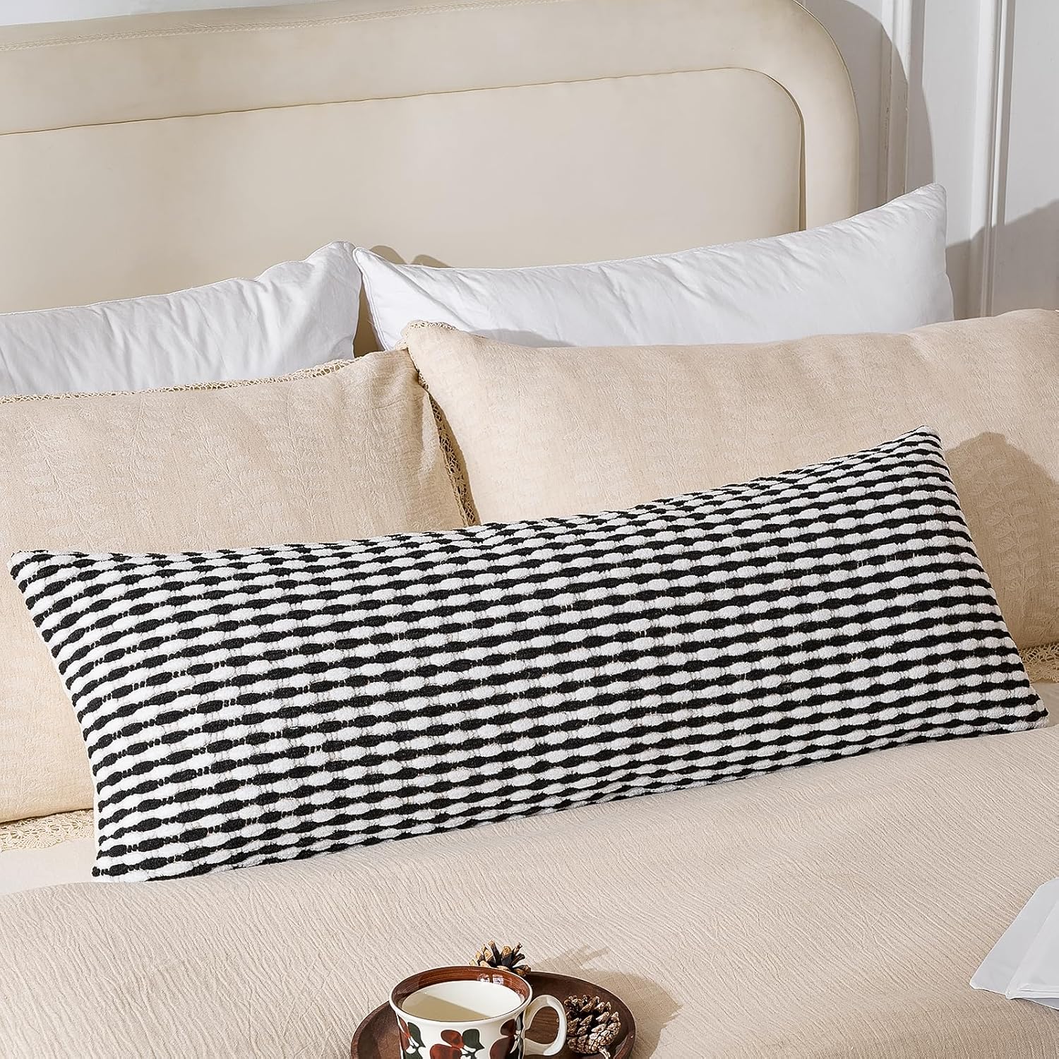 Tufted Boho Black Pillow Cover — 18" — 36" x 14" (Pack of 1)