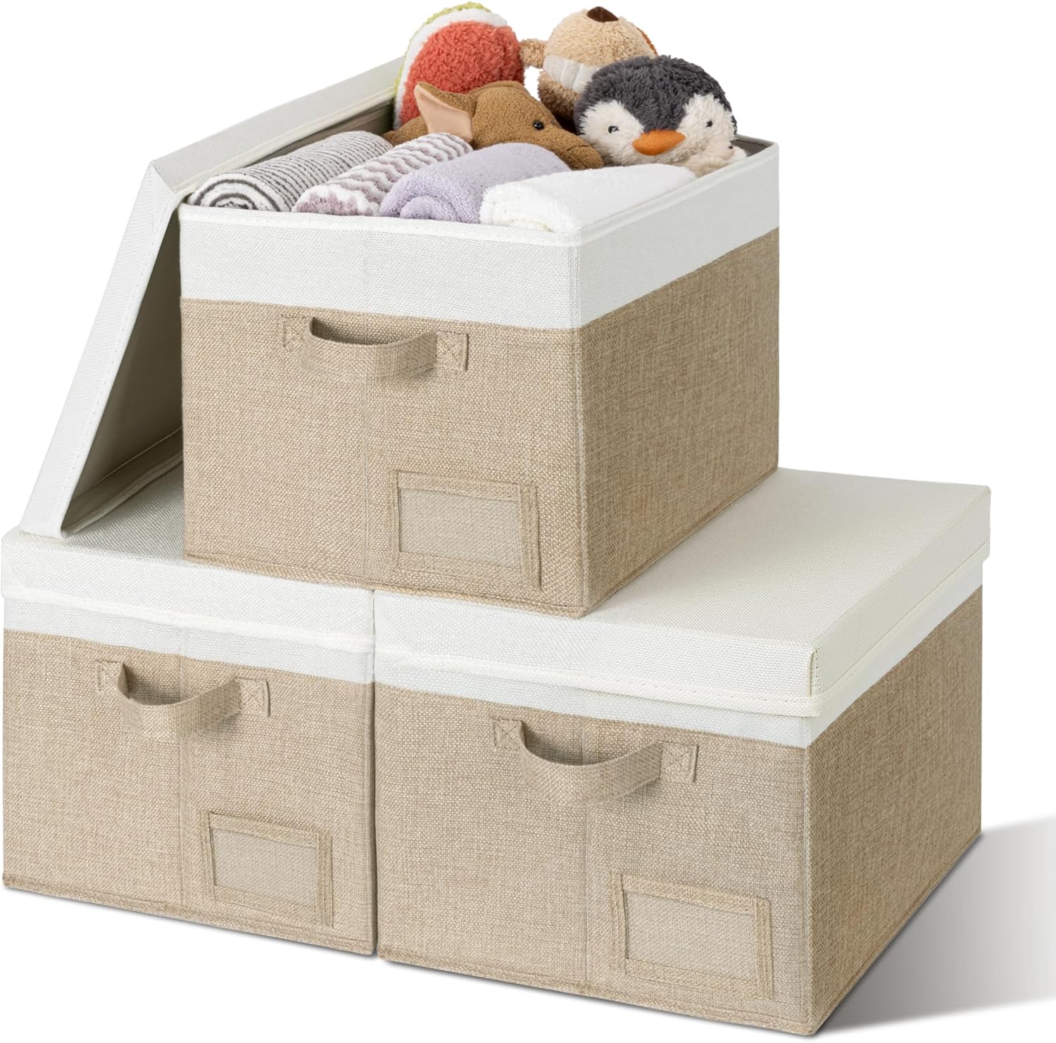 Linen Beige Storage Bin — Large