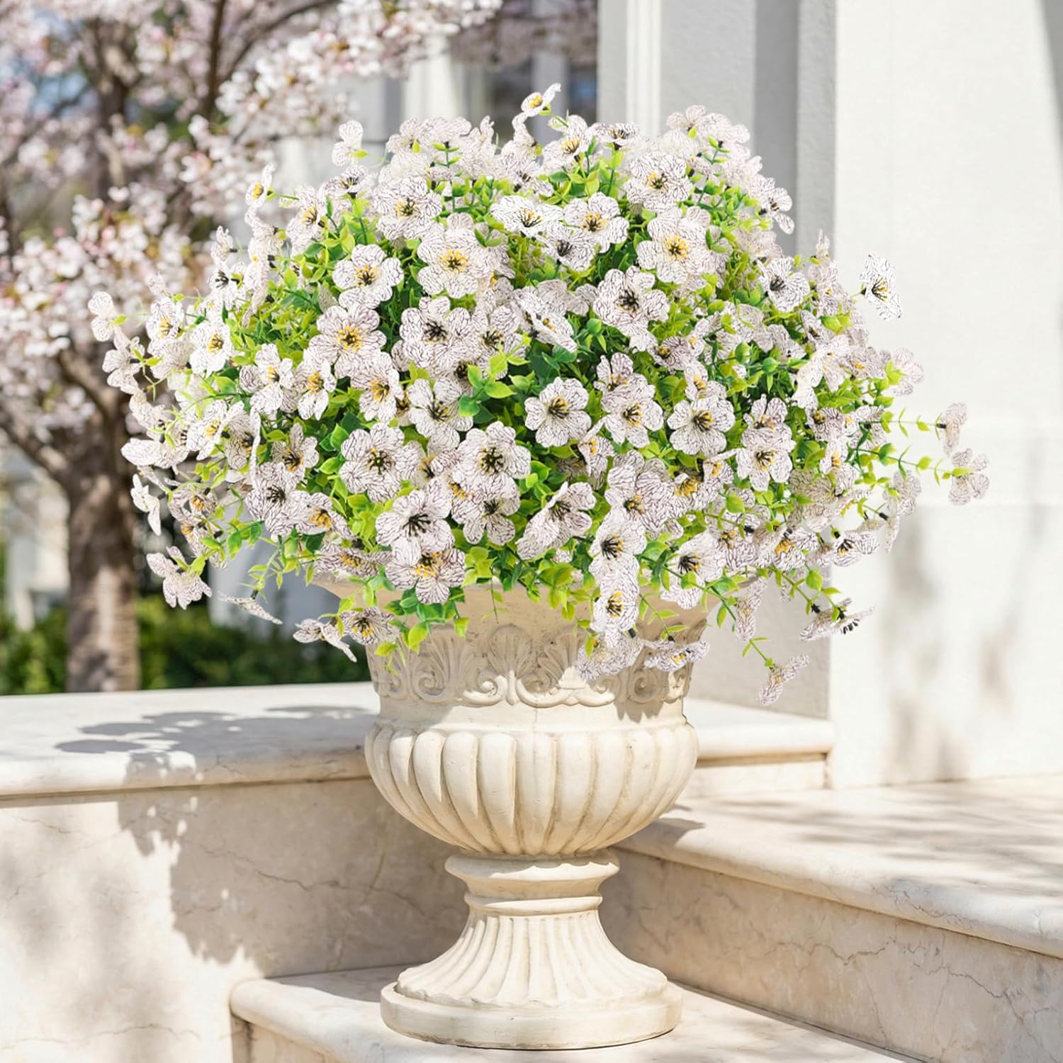 Blue Faux Plant — White