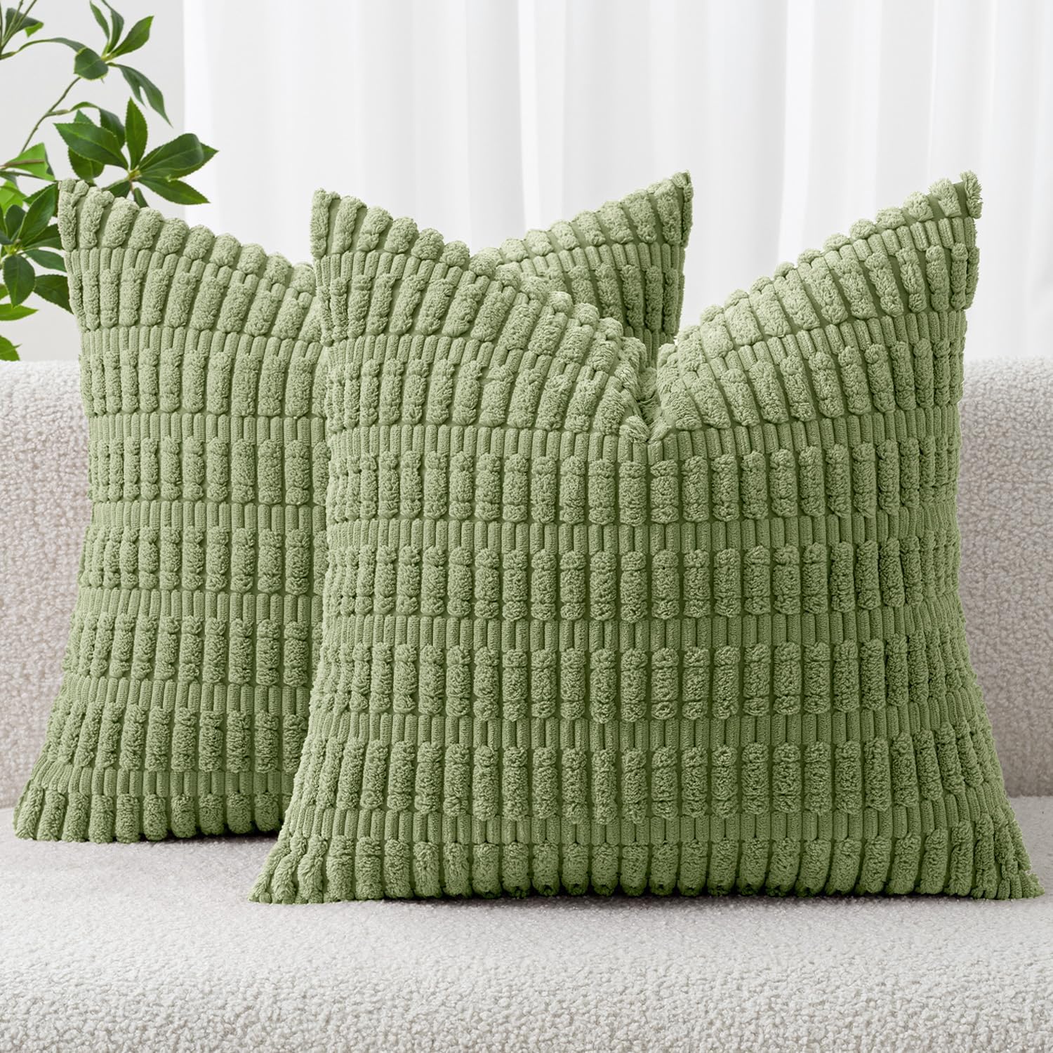 Boho Beige Throw Pillow Cover — 18" — 18" x 18" (Pack of 2)