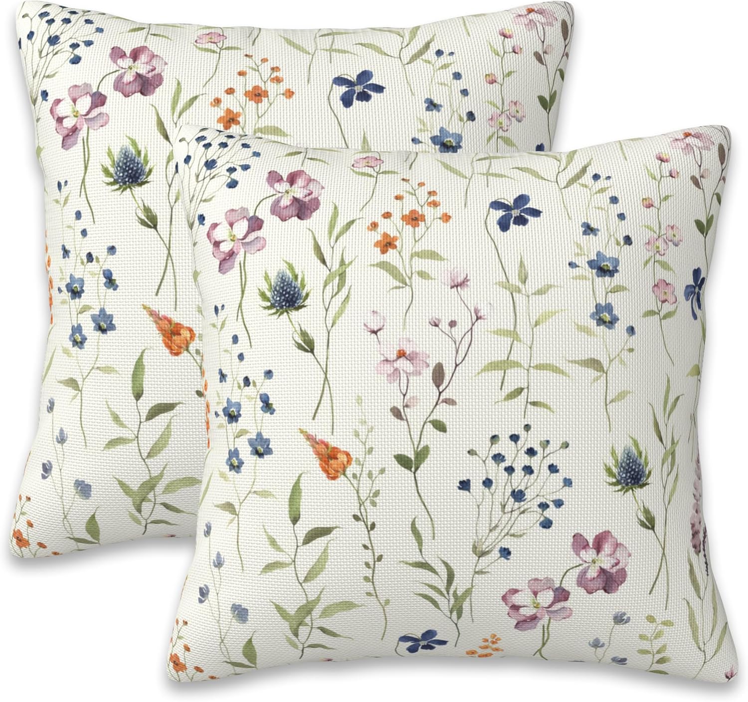 Boho Blue Throw Pillow Cover — 20" — Spring Summer Floral