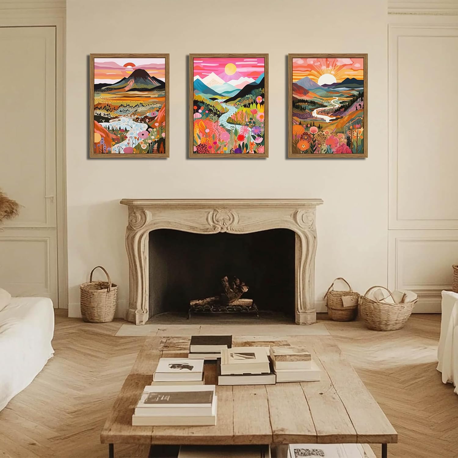 Framed Boho Wood Canvas Wall Art — 16" - View 5