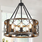 Adjustable Farmhouse Brown Chandelier — 5-Light