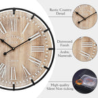 Vintage Farmhouse Brown Wall Clock — 24" - View 5