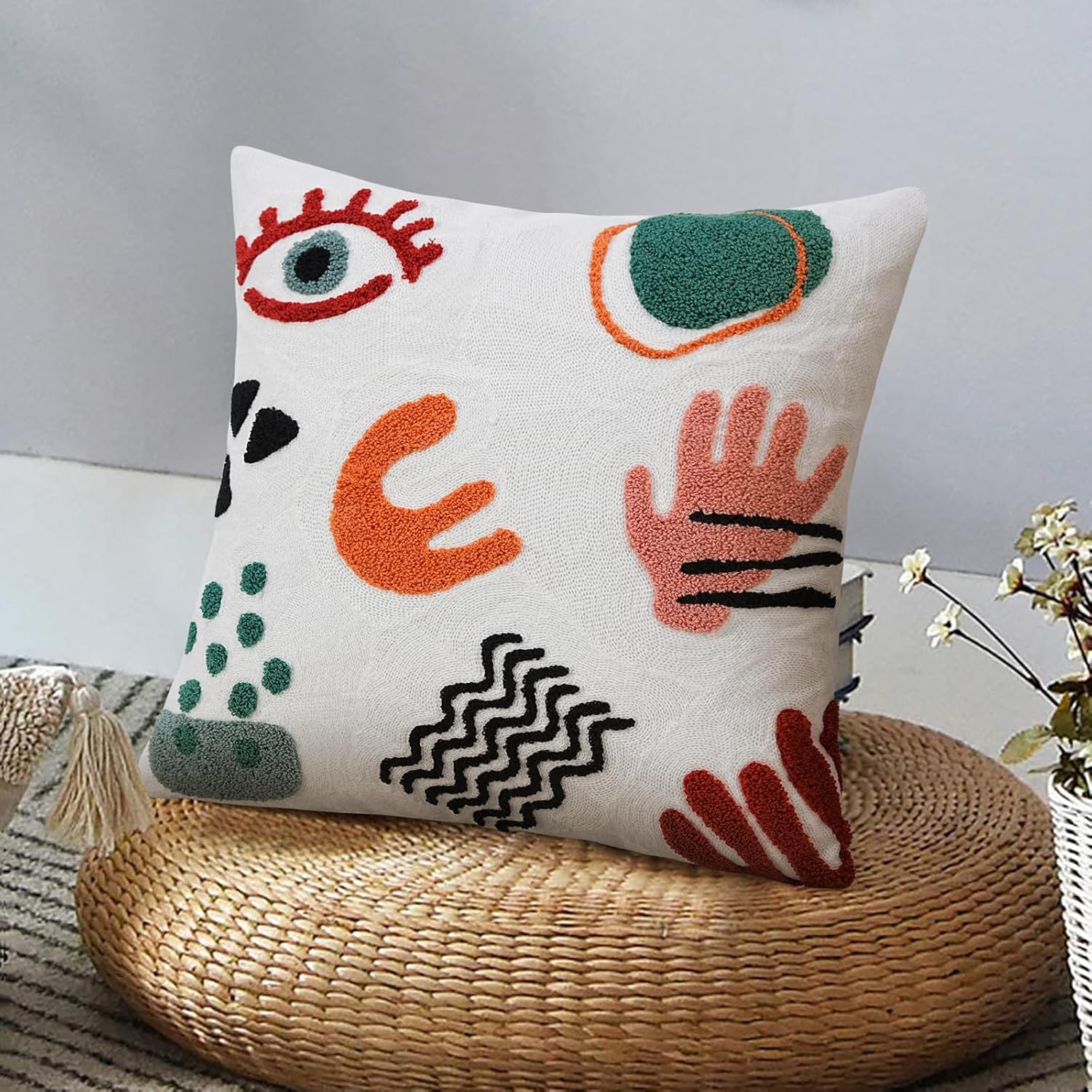 Boho Fabric Pillow Cover — 18" — Colorful