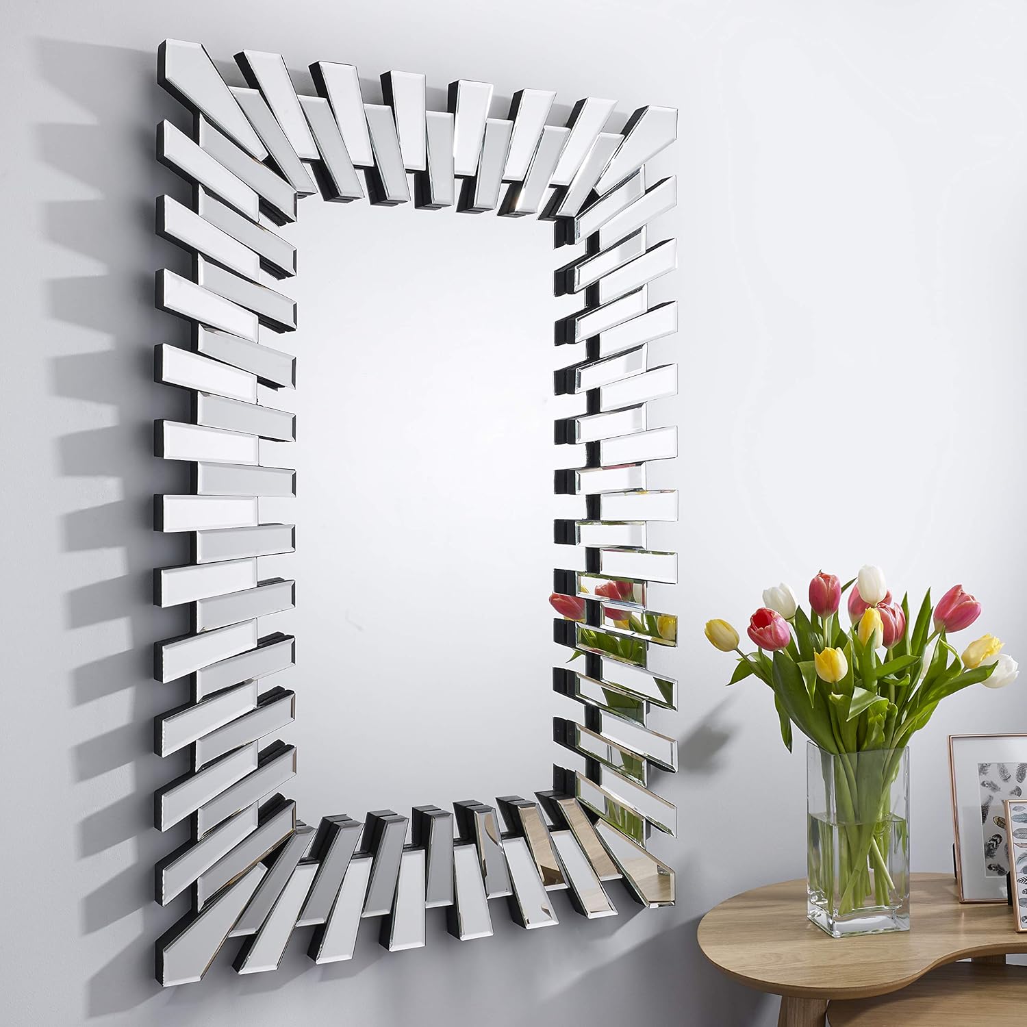 Round Modern Glass Wall Mirror — 23.6" — 40"L x 26"W