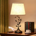 USB Beige Table Lamp — 4-Beige Shade & Touch Black Base