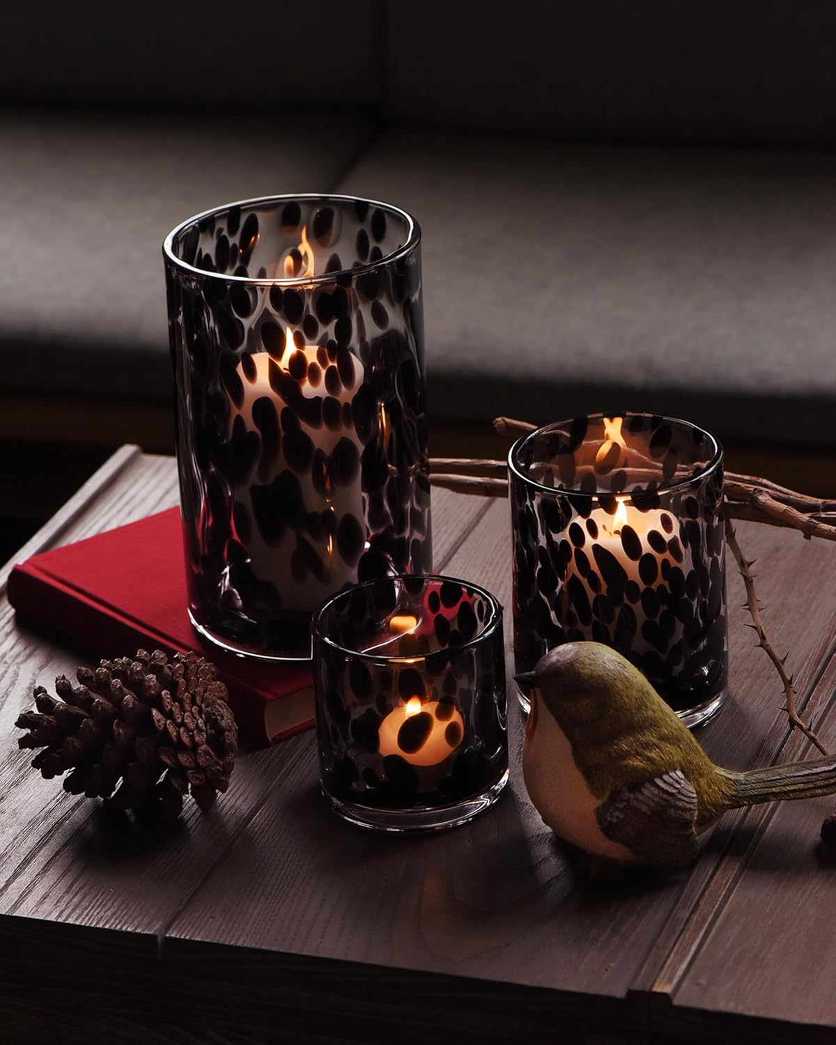 Farmhouse Black Candle — Set of 3 — Clear With Black Tortoise